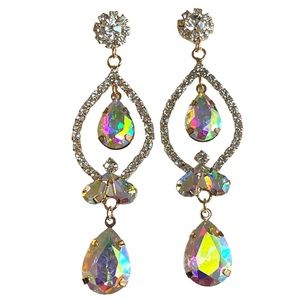 Rhinestone Dangle Earrings Teardrop Prom Wedding Bridesmaid Earrings Dangle